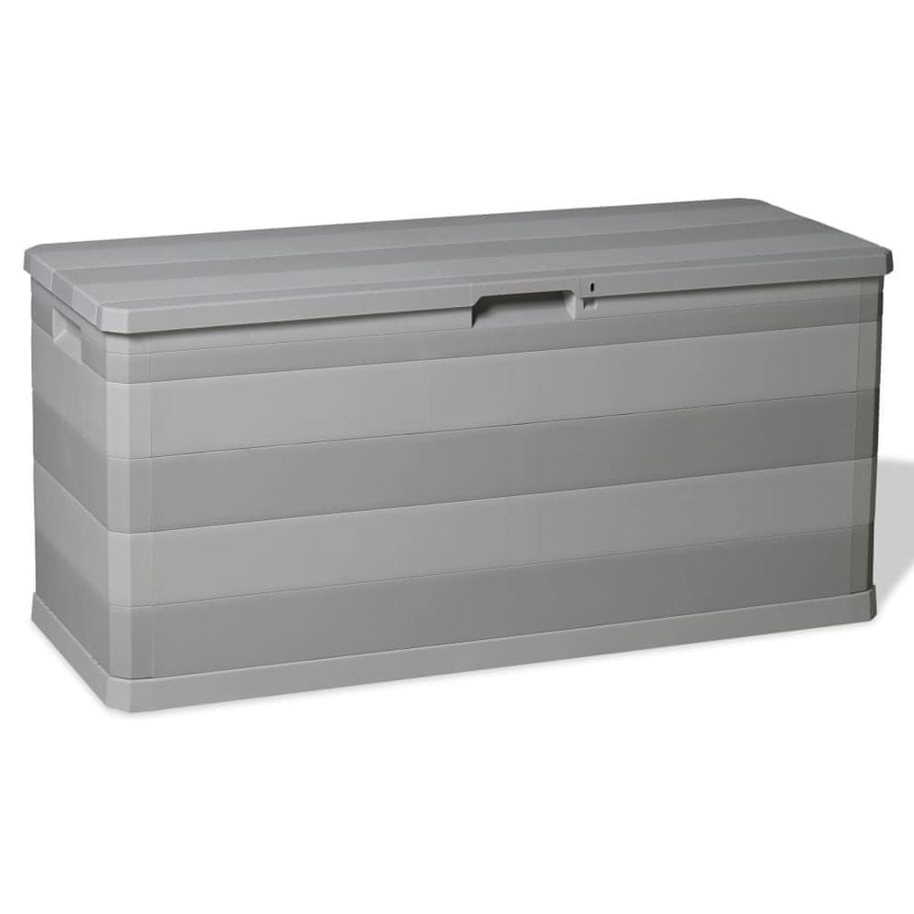 Vidaxl Záhradný úložný box sivý 117x45x56 cm